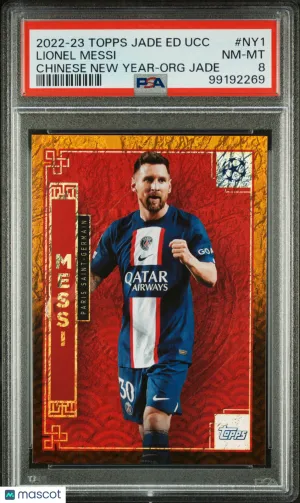 Graded 2022 Topps Jade Edition UEFA CNY Messi Org /25 #NY1 PSA 8 PSG Soccer Card