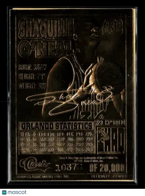1995 Classic 23 Karat Gold Sculptured Trading Cards Shaquille O'Neal
