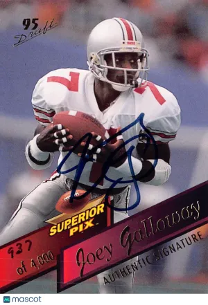 1995 Superior Pix Joey Galloway Autograph Rookie #25 Seattle Seahawks Ohio State Buckeyes
