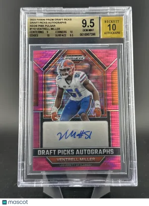 Graded 2023 Panini Prizm Draft Picks Pink Pulsar BGS 9.5 Ventrell Miller DPA-VEM /15 BAS Auto 10