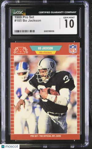 1989 Pro Set Bo Jackson #185 CGC 10 Oakland Raiders