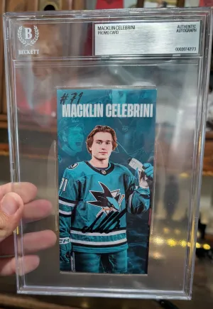 Macklin Celebrini Signed Promo Card Beckett Authenticated