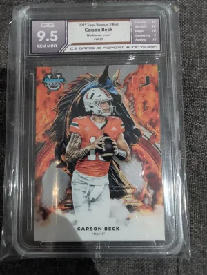 RARE CARSON BECK WORKHORSE CARD #WH-25 2025 BOWMAN BEST UNIVERSITY MIAMI
