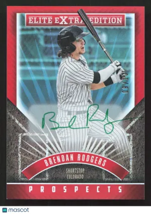 2015 Panini Elite Extra Edition Brendan Rodgers #4 Autographed Prospects Green Ink SN,AU