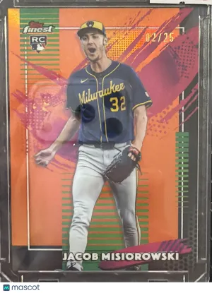 2026 Topps Finest Jacob Misiorowski #218 Orange Refractor /25 RC