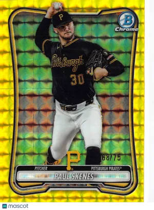 2026 Topps Bowman Chrome Paul Skenes Yellow Geometric /75 #60 Pittsburgh Pirates