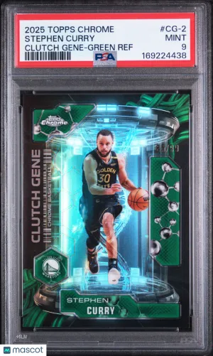 Stephen Curry 2025-26 Topps Chrome #CG-2 Clutch Gene Green Refractor /99 PSA9 MT