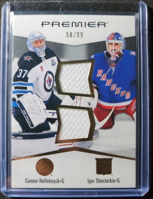 Connor Hellebuyck Igor Shesterkin /99 Premier Jersey