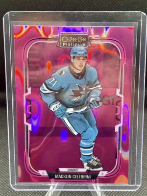 2025-26 O-PEE-CHEE PLATINUM MACKLIN CELEBRINI PINK MAGMA PARALLEL #53 SHARKS