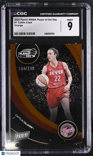 2025 Panini WNBA Player Of The Day Caitlin Clark Orange /199 #1 CGC 9 Indiana Fever