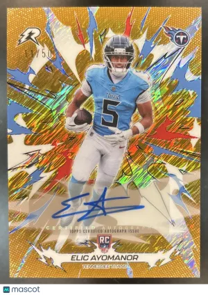 Resurgence Elic Ayomanor Rookie Signatures Gold Static Refractor #195 Tennessee Titans