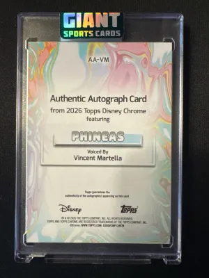 VINCENT MARTELLA PHINEAS 26 TOPPS DISNEY CHROME MICKEY RED BLACK AUTO /28 Q1739 back