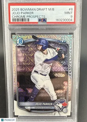 2025 Bowman Draft Jojo Parker #BDC-8 Mojo Refractor Parallel/Variety Rookie Insert PSA 9
