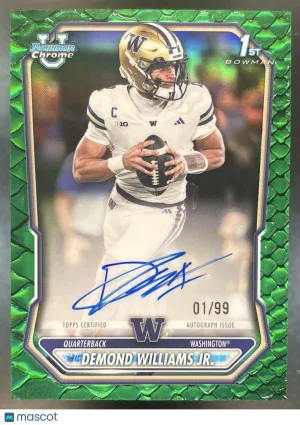 Flagship Demond Williams Jr. Chrome Prospect Autograph Green Reptilian Refractor #BCPA-DEW Washington Huskies