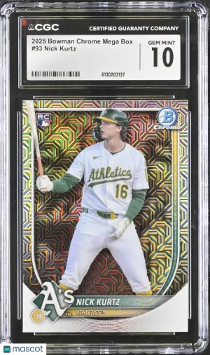 2025 Bowman Chrome Mega Box Nick Kurtz Rookie #93 CGC 10 Oakland Athletics