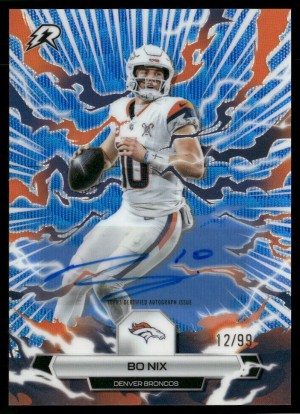 2025 Topps Resurgence #28 Bo Nix Signatures Blue Surge Refractor #/99 front