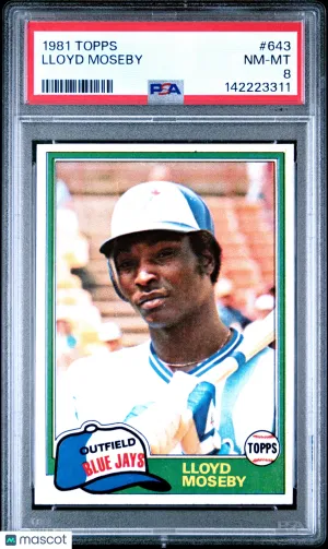 1981 Topps Lloyd Moseby #643 PSA 8