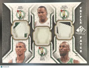 Game Used Kevin Garnett Gabe Pruitt Glen Davis Triple Patch #TP-GPD Boston Celtics