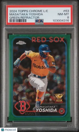 2024 Topps Chrome Logofractor Edition Masataka Yoshida Green Refractor /99 PSA 8
