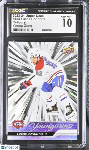 2023-24 Upper Deck Lucas Condotta Outburst Young Guns Rookie #484 CGC 10 Montreal Canadiens