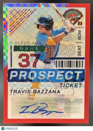 Prospect Edition Travis Bazzana Holo Prospect Ticket Signatures Red Power #5 Cleveland Guardians