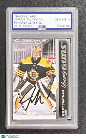 2021-22 Upper Deck Series 1 Hockey #226 Jeremy Swayman Signed Card Auto 10 PSA S