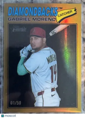 2025 Topps Heritage Gabriel Moreno #361 Gold Border 1/50 BOOKEND