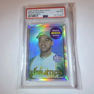 2002 Topps Archive Reserve Reggie Jackson 1969 Reprint Refractor PSA 8