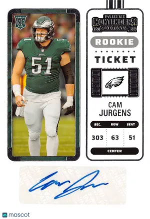 2023 Panini Contenders Football Cam Jurgens Rookie Ticket Auto Rookie RC #173 Philadelphia Eagles