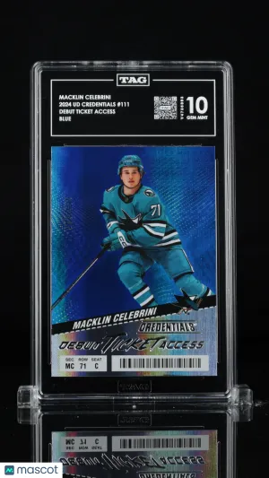 /399 2024-25 Credentials Debut Ticket Access Macklin Celebrini #111 Blue TAG 10
