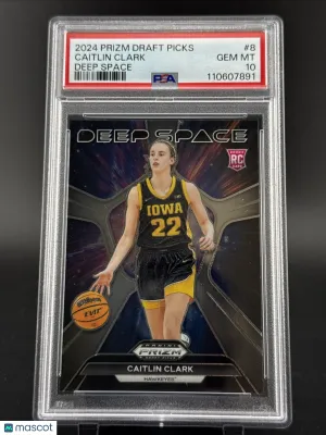 Graded 2024-25 Panini Prizm Draft Picks PSA 10 Caitlin Clark #8 Base Rookie Insert Basketball Card
