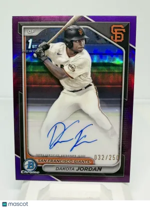 2024 Bowman Chrome Draft Dakota Jordan #CPA-DJ Purple Refractor /250