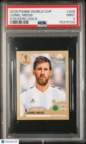 Lionel Messi 2018 Panini World Cup Stickers Gold PSA 9