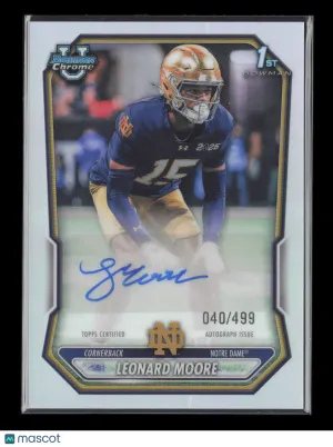 2026 Bowman Chrome University Leonard Moore #BCPA-LMO Refractor 040/499