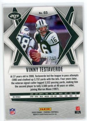 2025 Panini Phoenix Vinny Testaverde Pink Winter 298/299 back