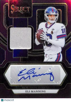 2023 Panini Select Football Eli Manning Patch Auto Purple /49 Memorabilia #SM-EM New York Giants