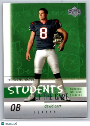 2002 Upper Deck Honor Roll SGQ-1 David Carr Students of the Game Houston Texans