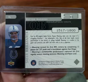 1998 Upperdeck Black Diamond /1800 Peyton Manning back