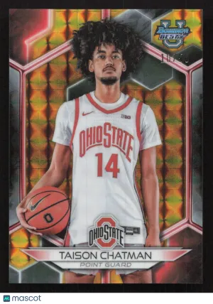 2023-24 Bowman University Best Taison Chatman #65 Geometric Gold Refractor SN