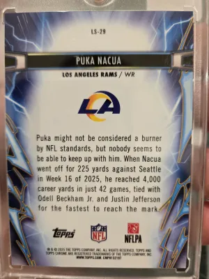 2025 Topps Chrome Cosmic Puka Nacua Light Speed Black Disco /10 back