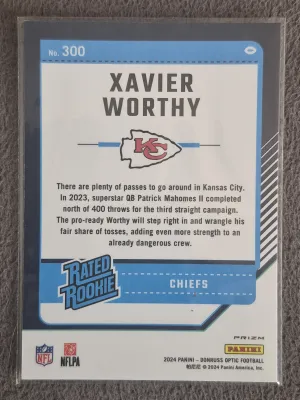2024 Optic Xavier Worthy Rated Rookie Fire Emoji SSP Chiefs #300 back