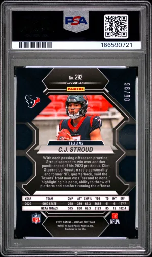 2023 Panini Mosaic CJ Stroud #292 Blue Sparkle back