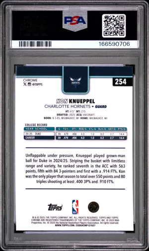 2025 Topps Chrome Kon Knueppel #254 Raywave back