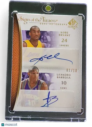 2008 Upper Deck SP Authentic Dual Auto Leandro Barbosa Kobe Bryant #ST-BB 01/10