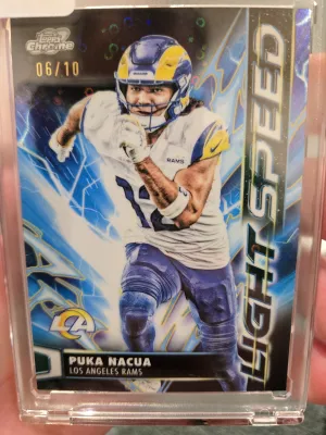 2025 Topps Chrome Cosmic Puka Nacua Light Speed Black Disco /10 front
