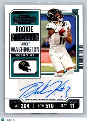 2023 Panini Contenders Rookie Ticket Auto Parker Washington #146 Variation Rookie Jacksonville Jaguars