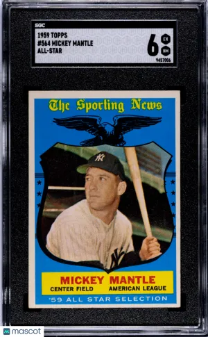 Graded 1959 Topps Mickey Mantle #564 All Star SGC 6 front