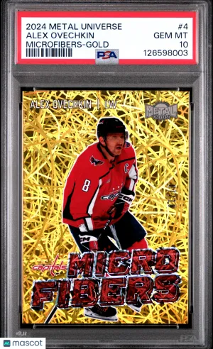 /10 2024 Skybox Metal Universe Microfibers Alex Ovechkin #4 Gold PSA 10 front