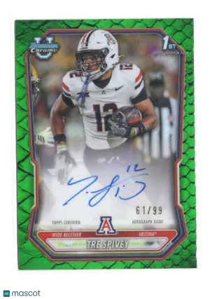 2026 Bowman University Chrome Football Tre Spivey #BCPA-TS Green Reptilian /99 Topps