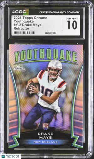 2024 Topps Chrome Drake Maye Refractor Rookie Youthquake #Y-2 CGC 10 New England Patriots
